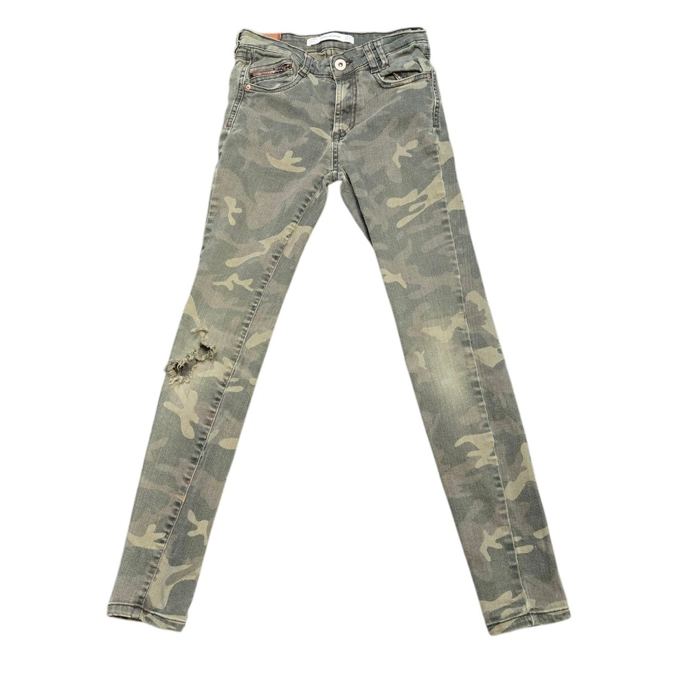 Zara Aluo Denimwear Camo Camouflage‎ Distressed Skinny Jeans Size 2